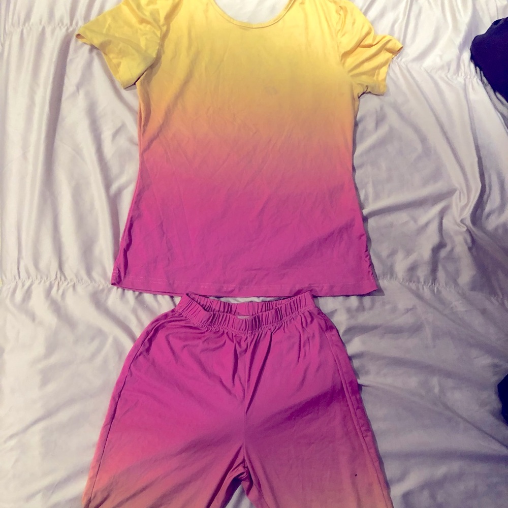 Two piece t-shirt and biker shorts set